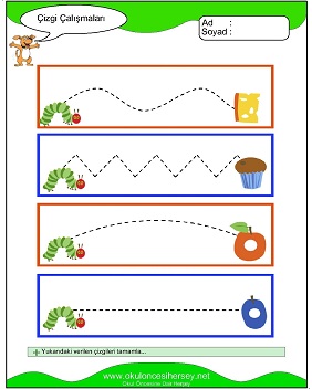 okul öncesi çizgi çalışma sayfaları